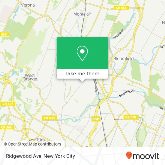 Mapa de Ridgewood Ave, Glen Ridge, NJ 07028