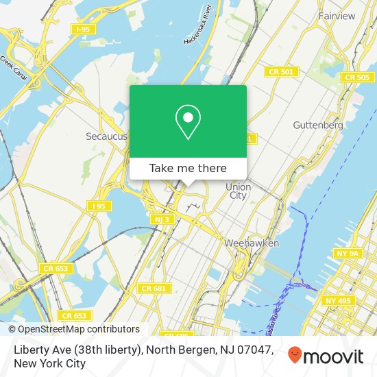 Mapa de Liberty Ave (38th liberty), North Bergen, NJ 07047
