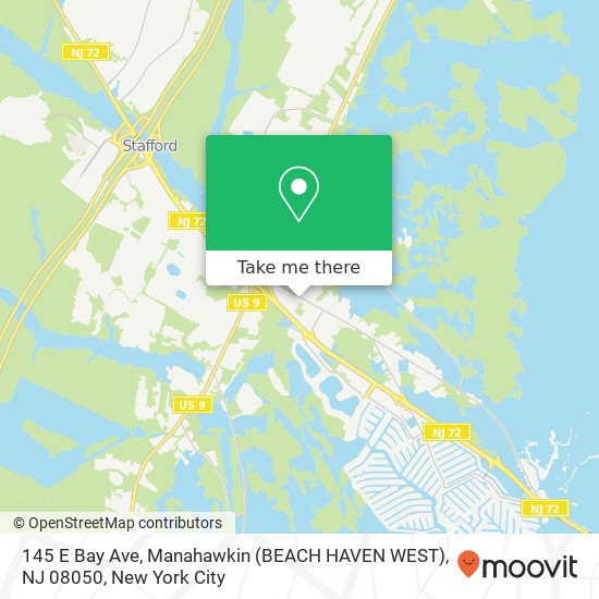 Mapa de 145 E Bay Ave, Manahawkin (BEACH HAVEN WEST), NJ 08050