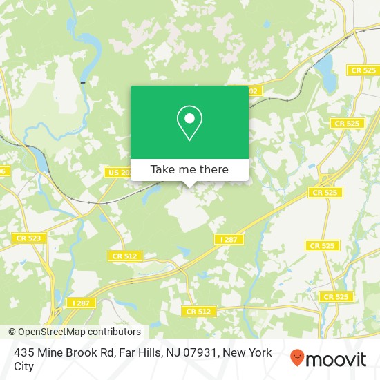 Mapa de 435 Mine Brook Rd, Far Hills, NJ 07931