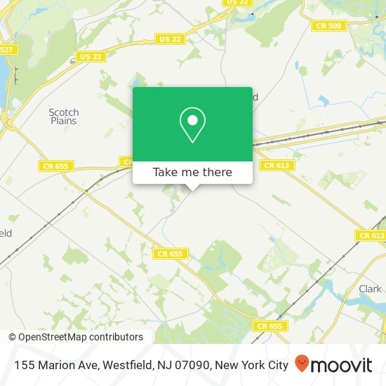 Mapa de 155 Marion Ave, Westfield, NJ 07090