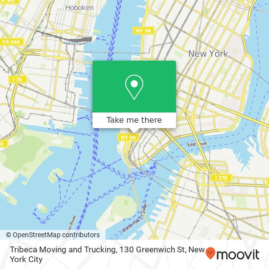 Mapa de Tribeca Moving and Trucking, 130 Greenwich St
