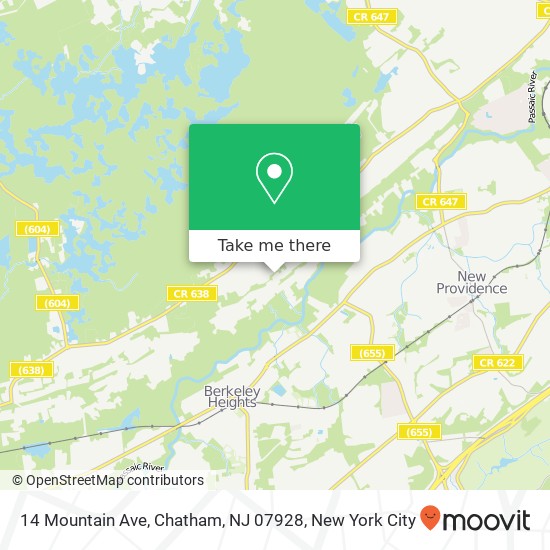Mapa de 14 Mountain Ave, Chatham, NJ 07928
