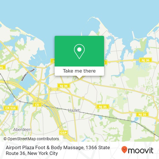 Airport Plaza Foot & Body Massage, 1366 State Route 36 map