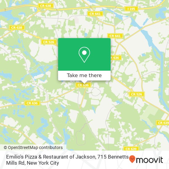 Emilio's Pizza & Restaurant of Jackson, 715 Bennetts Mills Rd map