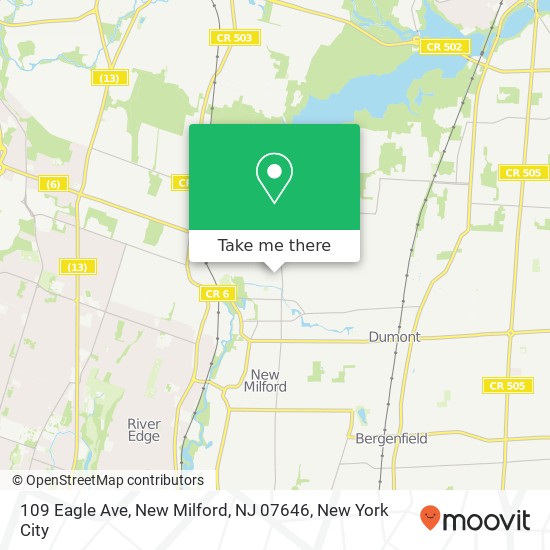 Mapa de 109 Eagle Ave, New Milford, NJ 07646
