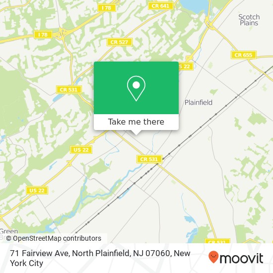 Mapa de 71 Fairview Ave, North Plainfield, NJ 07060