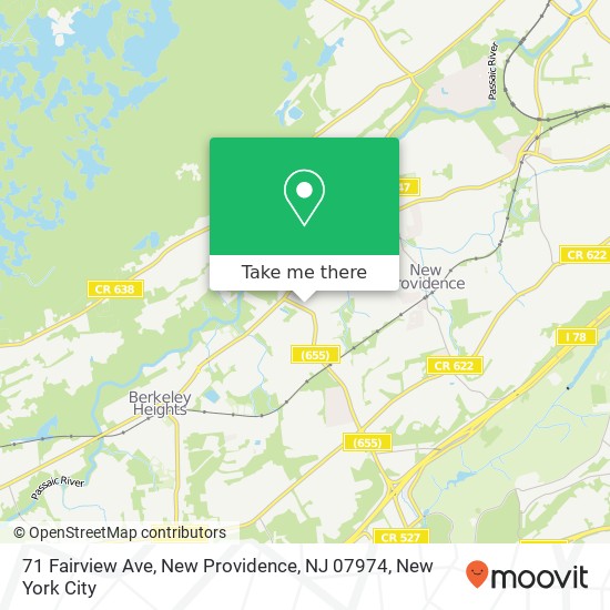 Mapa de 71 Fairview Ave, New Providence, NJ 07974