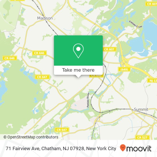 Mapa de 71 Fairview Ave, Chatham, NJ 07928