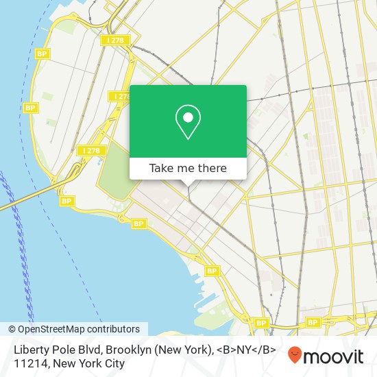 Mapa de Liberty Pole Blvd, Brooklyn (New York), <B>NY< / B> 11214