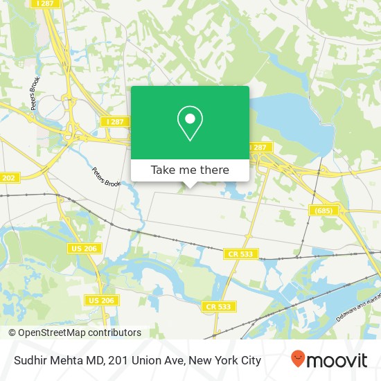 Sudhir Mehta MD, 201 Union Ave map
