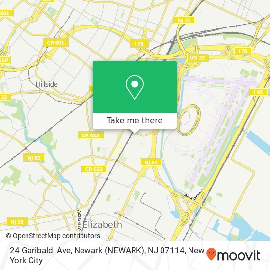 Mapa de 24 Garibaldi Ave, Newark (NEWARK), NJ 07114