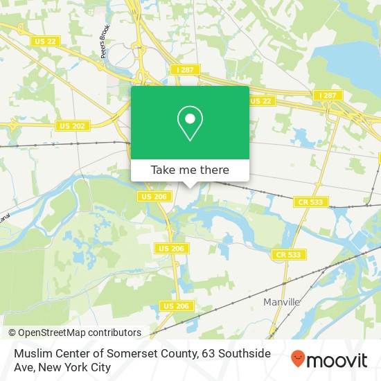Muslim Center of Somerset County, 63 Southside Ave map