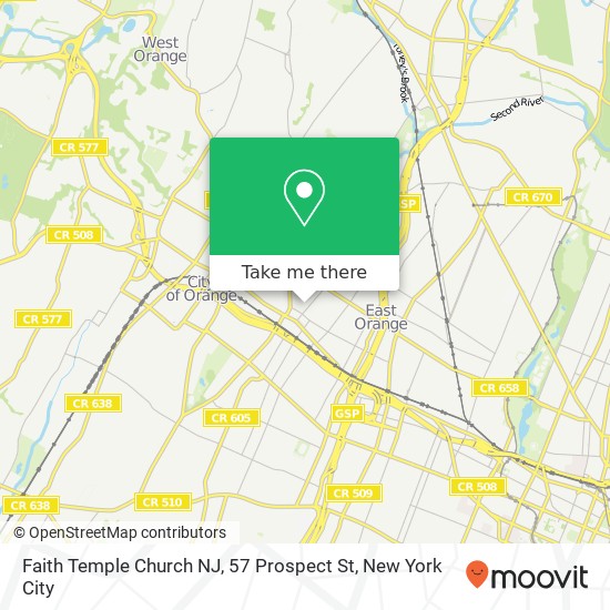 Mapa de Faith Temple Church NJ, 57 Prospect St