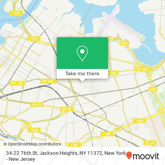 Mapa de 34-22 76th St, Jackson Heights, NY 11372