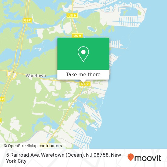 Mapa de 5 Railroad Ave, Waretown (Ocean), NJ 08758