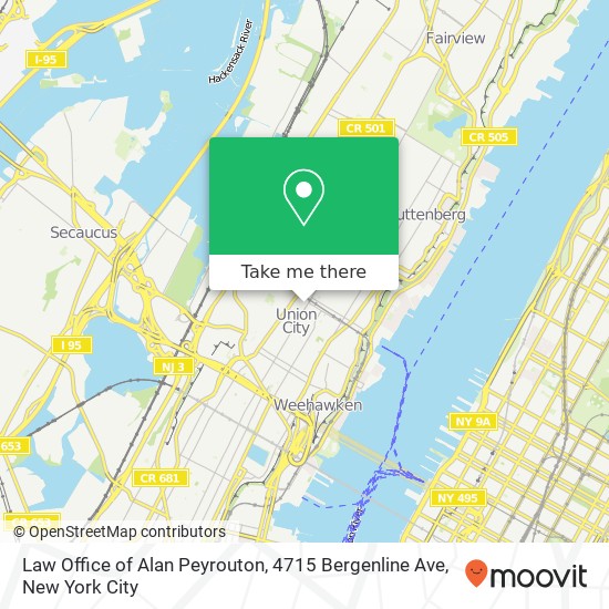 Mapa de Law Office of Alan Peyrouton, 4715 Bergenline Ave