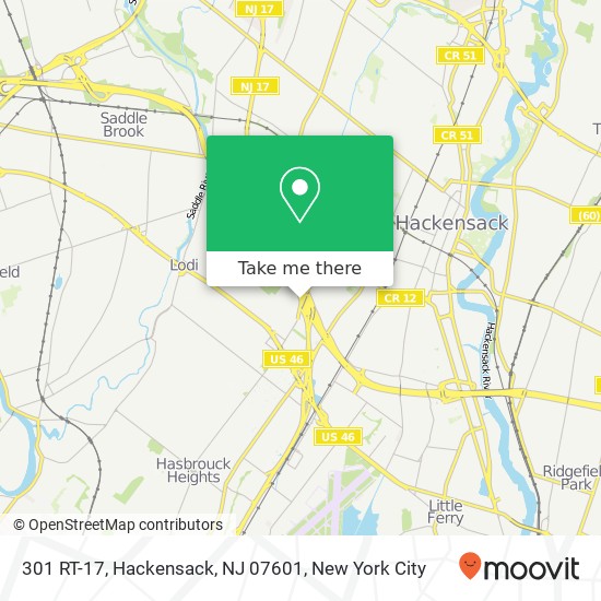 Mapa de 301 RT-17, Hackensack, NJ 07601