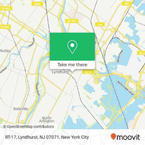 Mapa de RT-17, Lyndhurst, NJ 07071