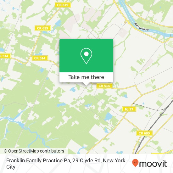 Franklin Family Practice Pa, 29 Clyde Rd map