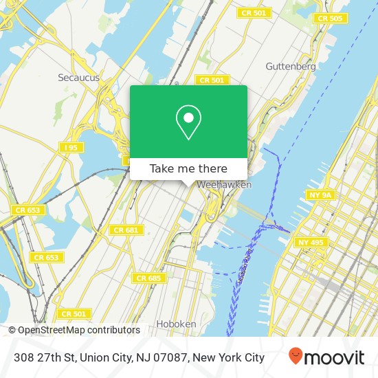 Mapa de 308 27th St, Union City, NJ 07087