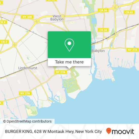 Mapa de BURGER KING, 628 W Montauk Hwy