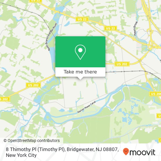 Mapa de 8 Thimothy Pl (Timothy Pl), Bridgewater, NJ 08807