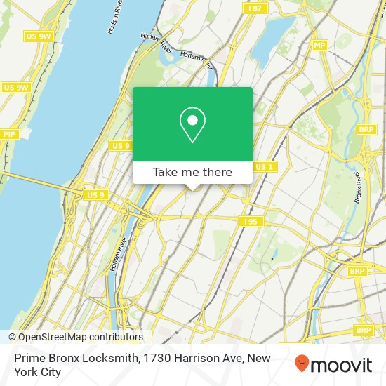 Mapa de Prime Bronx Locksmith, 1730 Harrison Ave