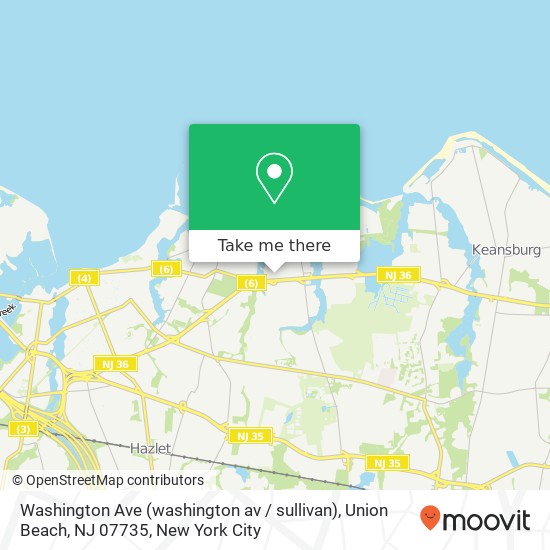 Mapa de Washington Ave (washington av / sullivan), Union Beach, NJ 07735