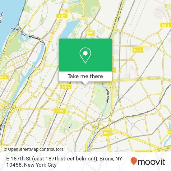 Mapa de E 187th St (east 187th street belmont), Bronx, NY 10458