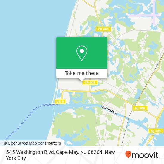 Mapa de 545 Washington Blvd, Cape May, NJ 08204