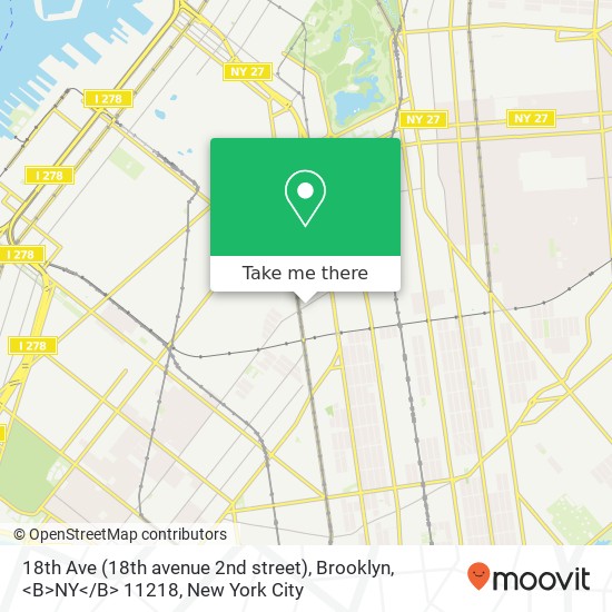 18th Ave (18th avenue 2nd street), Brooklyn, <B>NY< / B> 11218 map
