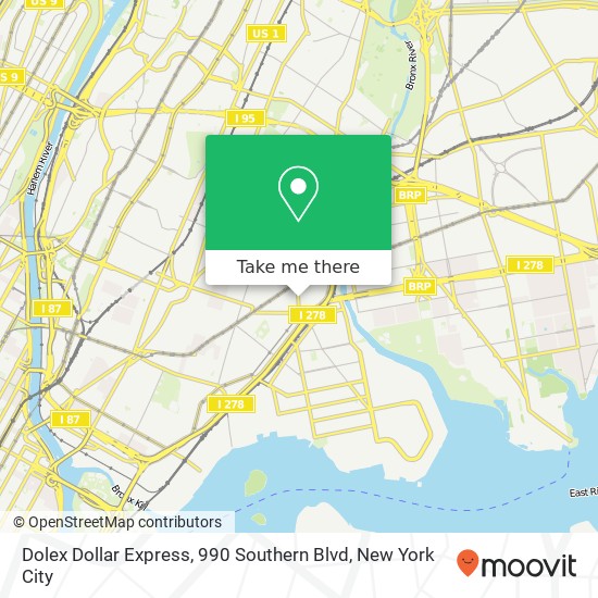 Mapa de Dolex Dollar Express, 990 Southern Blvd