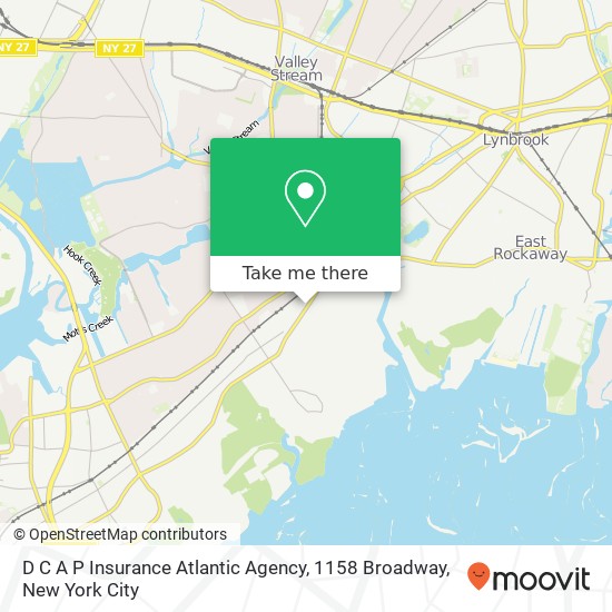 Mapa de D C A P Insurance Atlantic Agency, 1158 Broadway