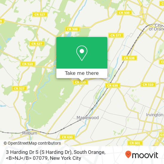 Mapa de 3 Harding Dr S (S Harding Dr), South Orange, <B>NJ< / B> 07079