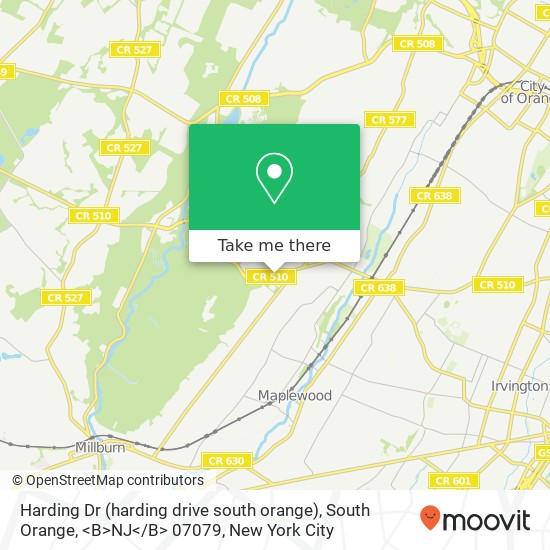 Mapa de Harding Dr (harding drive south orange), South Orange, <B>NJ< / B> 07079