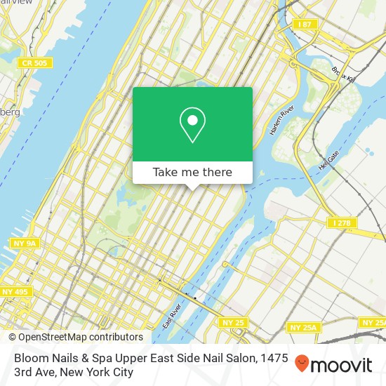 Mapa de Bloom Nails & Spa Upper East Side Nail Salon, 1475 3rd Ave