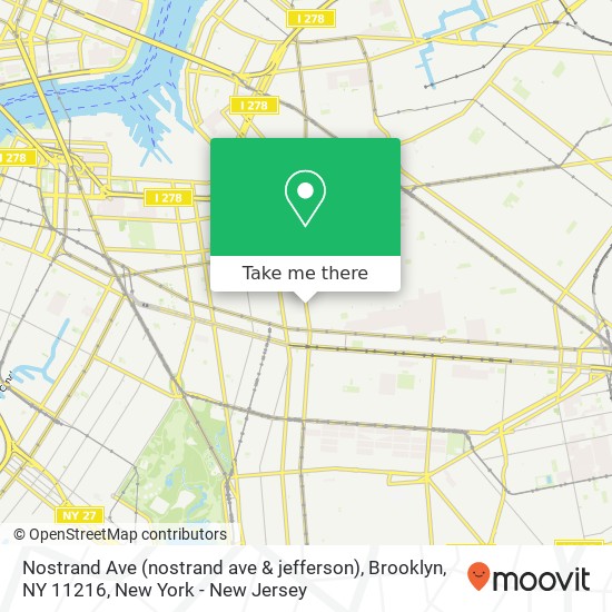 Mapa de Nostrand Ave (nostrand ave & jefferson), Brooklyn, NY 11216
