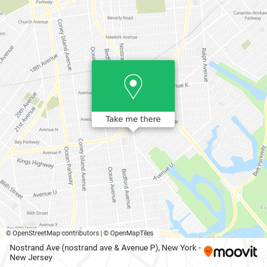 Nostrand Ave (nostrand ave & Avenue P) map