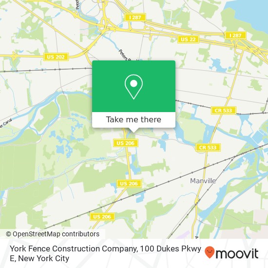 York Fence Construction Company, 100 Dukes Pkwy E map