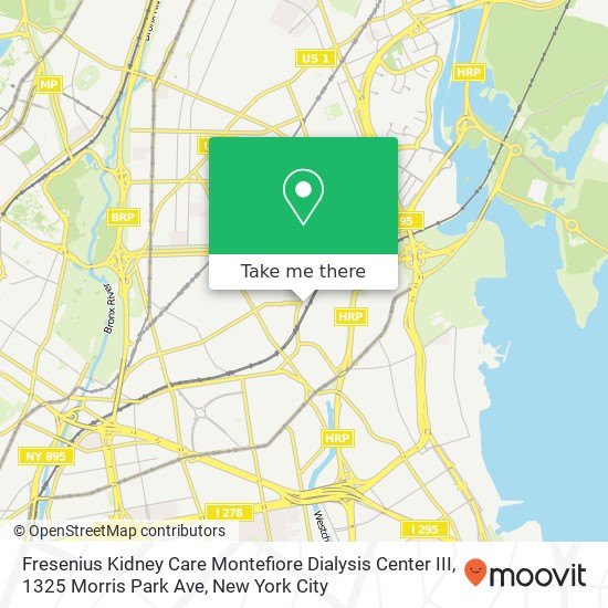 Mapa de Fresenius Kidney Care Montefiore Dialysis Center III, 1325 Morris Park Ave