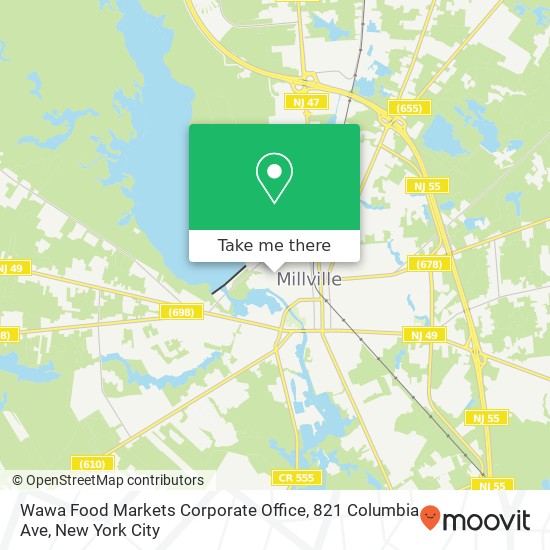 Mapa de Wawa Food Markets Corporate Office, 821 Columbia Ave