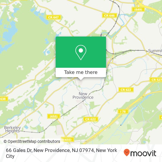 Mapa de 66 Gales Dr, New Providence, NJ 07974