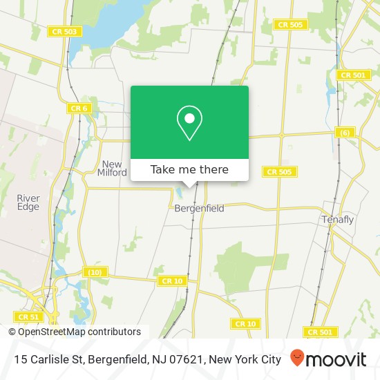 Mapa de 15 Carlisle St, Bergenfield, NJ 07621