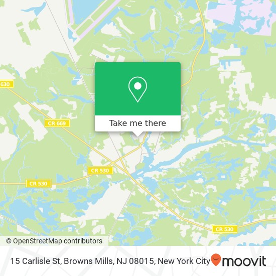 Mapa de 15 Carlisle St, Browns Mills, NJ 08015