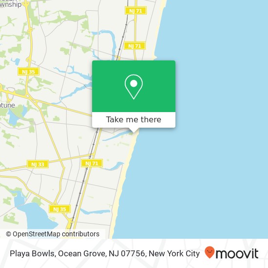 Mapa de Playa Bowls, Ocean Grove, NJ 07756