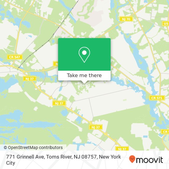 Mapa de 771 Grinnell Ave, Toms River, NJ 08757