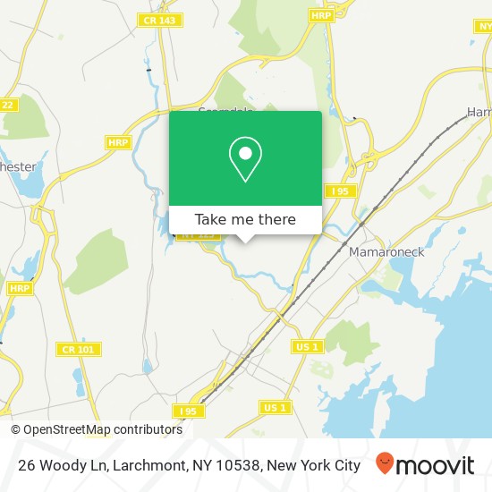 Mapa de 26 Woody Ln, Larchmont, NY 10538