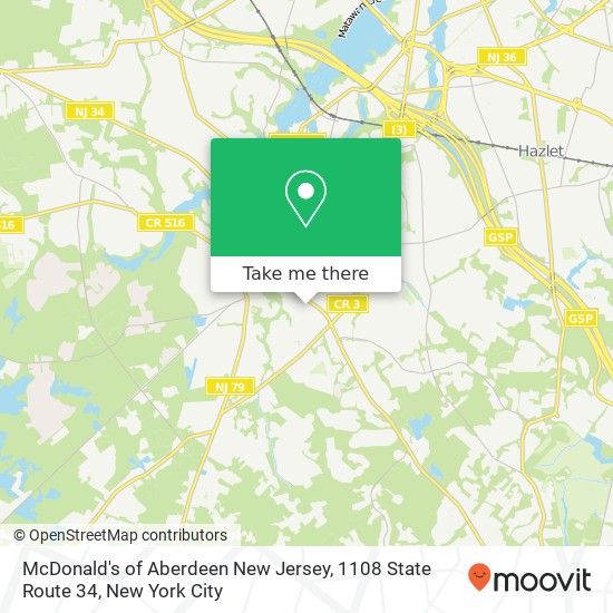McDonald's of Aberdeen New Jersey, 1108 State Route 34 map