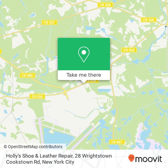 Mapa de Holly's Shoe & Leather Repair, 28 Wrightstown Cookstown Rd